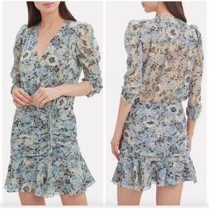 Veronica Beard Maggie Multi Floral Silk Dress Size 0